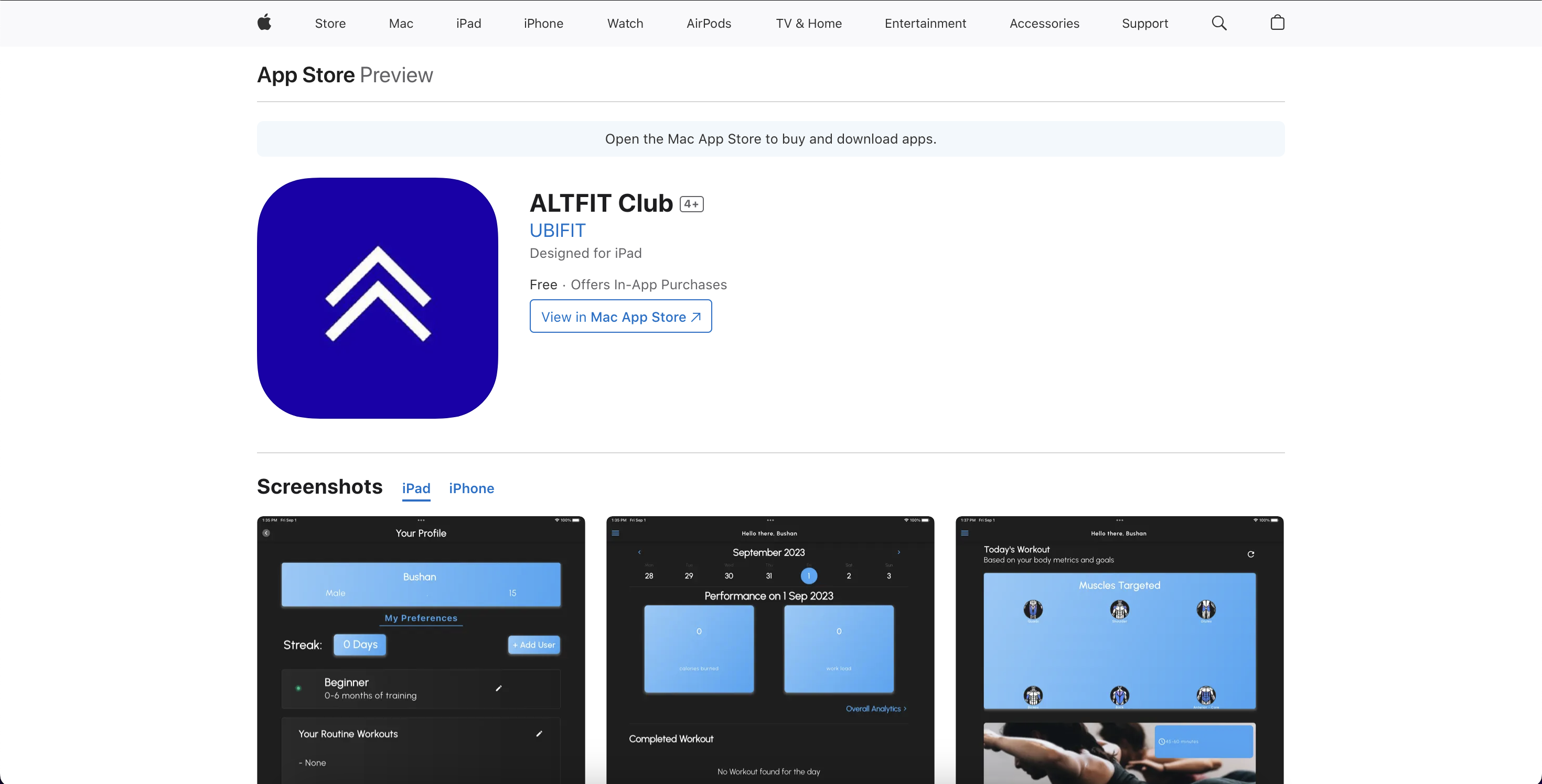AltFit project screenshot